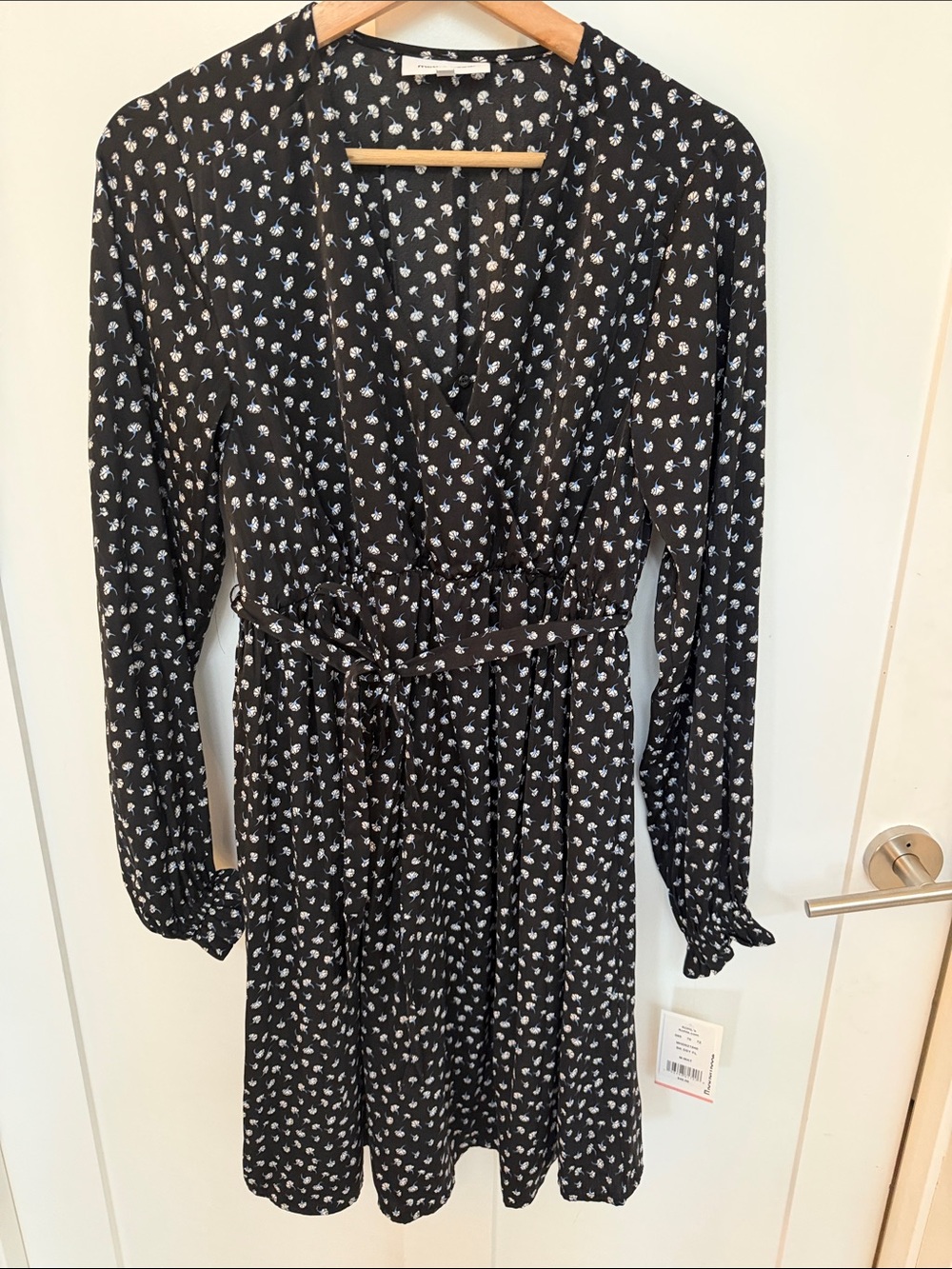 Motherhood Maternity Black Long Sleeve Floral Wrap Dress